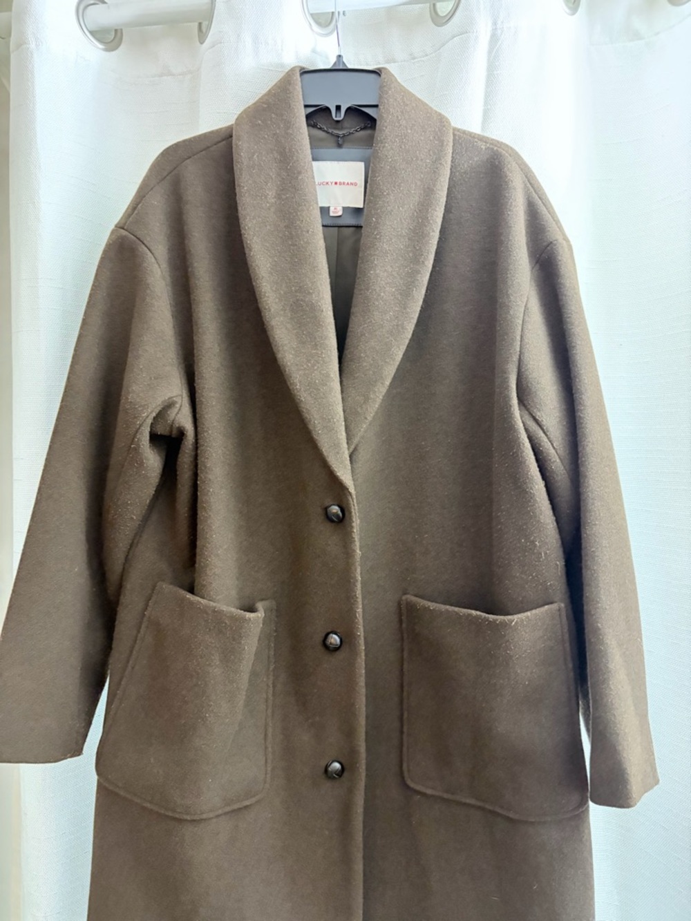 Lucky Brand oversized Brown Shawl Collar Coat